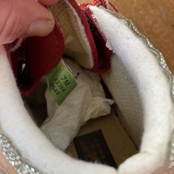 EUC VINTAGE BLINGED TIMBERLAND WATERPROOF LACE UP 5” RED BOOT - Picture 6 of 15